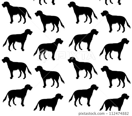 Vector seamless pattern of hand draw wolfhound dog 112474882