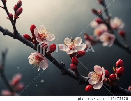 Pink flowers that are eminently illuminated in the morning sun and are lively 112475176
