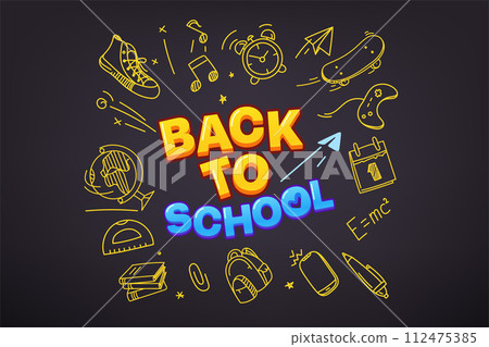 Back to school concept. Vector illustration with doodles 112475385