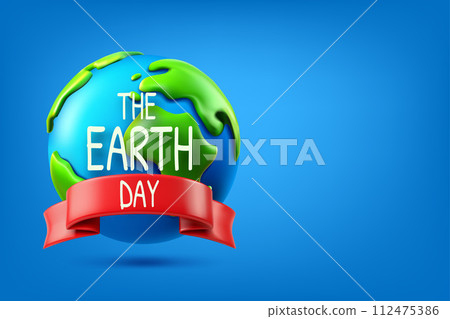 The Earth day concept. Vector illustration with the globe and ribbon.  112475386