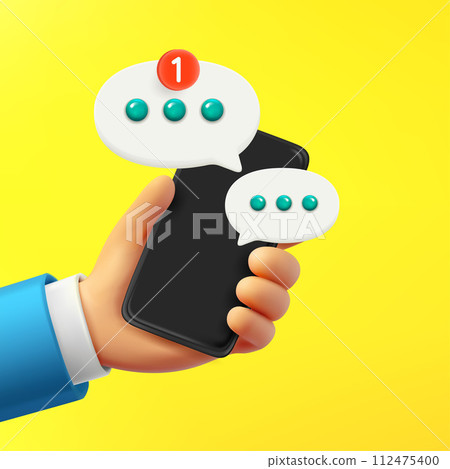 Digital messaging via smartphone concept. 3d vector illustration 112475400
