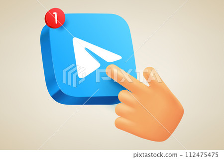 Hand pressing blue button with new message. 3d vector illustration 112475475