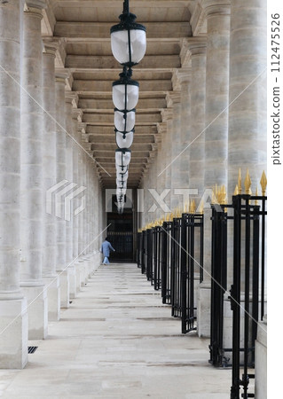 Rows of columns in Palais Royal in Paris, France Rows of columns in Palais Royal in Paris, France 112475526