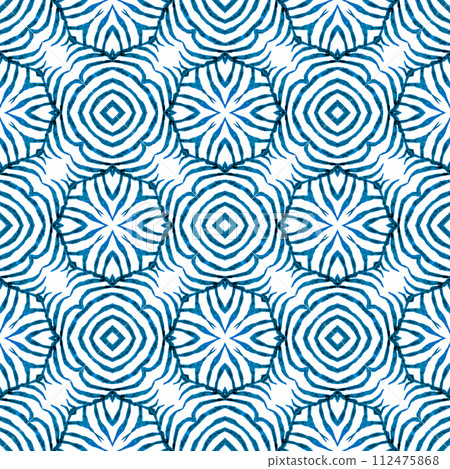 Striped hand drawn design. Blue stylish boho chic 112475868