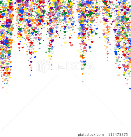 Rainbow colored scattered hearts. LGBT valentine 112475875