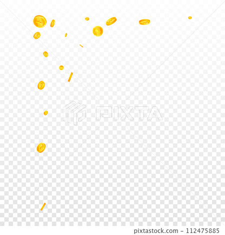 Indian rupee coins falling. Scattered gold INR Indian rupee coins falling. Scattered gold INR 112475885