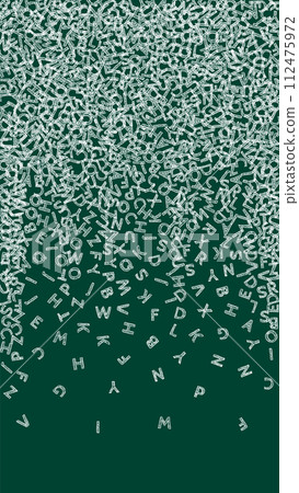 Falling letters of English language. Chalk sketch flying words of Latin alphabet. Foreign languages study concept. Emotional back to school banner on blackboard background. Falling letters of English language. Chalk sketch flying words of Latin alphabet. Foreign languages study concept. Emotional back to school banner on blackboard background. 112475972