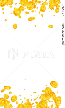 American dollar coins falling. Scattered gold USD 112475975