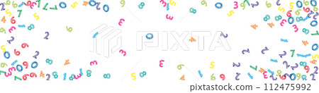 Falling colorful sketch numbers. Math study concept with flying digits. Fabulous back to school mathematics banner on white background. Falling numbers illustration. Falling colorful sketch numbers. Math study concept with flying digits. Fabulous back to school mathematics banner on white background. Falling numbers illustration. 112475992