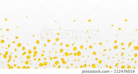 Thai baht coins falling. Gold scattered THB Thai baht coins falling. Gold scattered THB 112476019
