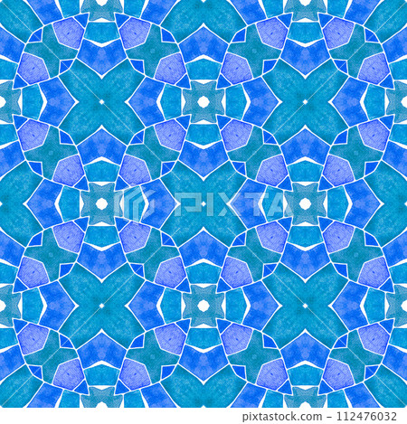 Summer exotic seamless border. Blue original boho Summer exotic seamless border. Blue original boho 112476032