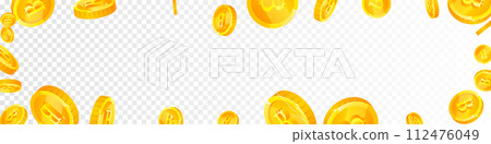 Bitcoin coins falling. Cryptocurrency scattered Bitcoin coins falling. Cryptocurrency scattered 112476049