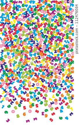 Falling colorful numbers. Math study concept with flying digits. Ideal back to school mathematics banner on white background. Falling numbers illustration. Falling colorful numbers. Math study concept with flying digits. Ideal back to school mathematics banner on white background. Falling numbers illustration. 112476084