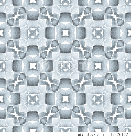 Hand painted tiled watercolor border. Black and Hand painted tiled watercolor border. Black and 112476102