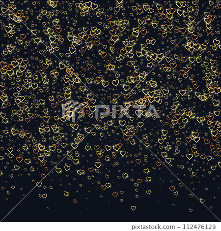 Gold hearts scattered on black background. - Stock Illustration ...