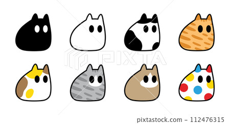 cat vector icon fat kitten calico neko pet breed colorful polka dot cartoon character illustration symbol isolated clip art design 112476315