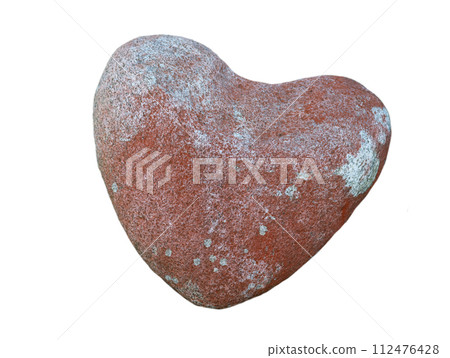 heart oval stone isolated on white background heart oval stone isolated on white background 112476428