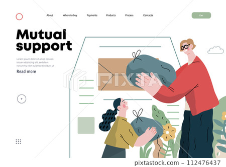 Mutual Support Giving clothes to donation bins -modern flat vector concept illustration of people placing bags of clothes into drop-off box A metaphor of voluntary, collaborative exchanges of resource Mutual Support Giving clothes to donation bins -modern flat vector concept illustration of people placing bags of clothes into drop-off box A metaphor of voluntary, collaborative exchanges of resource 112476437