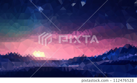 Vector space, landscape in Low poly abstract colorful background with sky and sunset Vector space, landscape in Low poly abstract colorful background with sky and sunset 112476528
