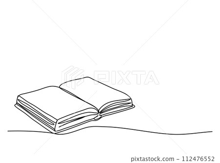 Open book. One line drawing vector illustration. 112476552