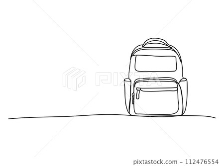 Backpack. One line drawing vector illustration. Backpack. One line drawing vector illustration. 112476554