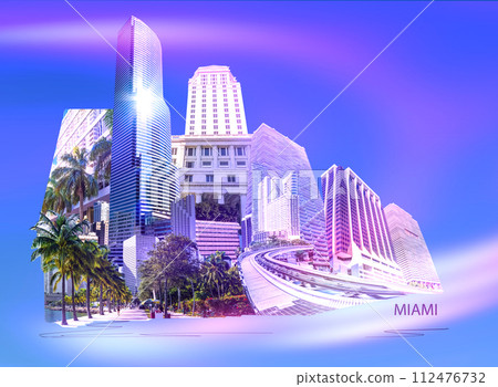 Collage about Miami, Florida, United States of America. It is famous travel location. 112476732