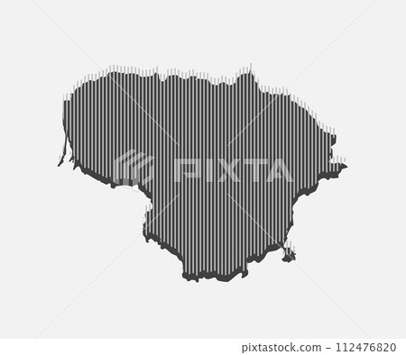 Abstract map Lithuania, parallel grey lines 112476820