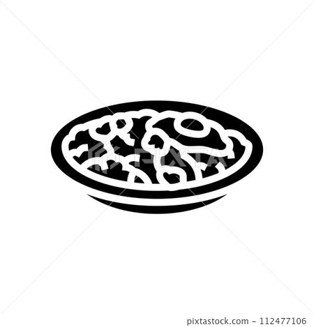 thai basil chicken cuisine glyph icon vector illustration 112477106
