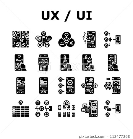 ui ux digital develop code app icons set vector ui ux digital develop code app icons set vector 112477268