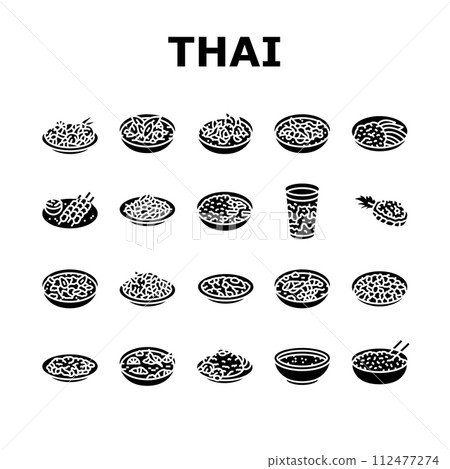 thai cuisine food asia icons set vector thai cuisine food asia icons set vector 112477274