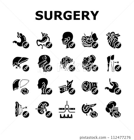surgery operate room invasive icons set vector 112477276