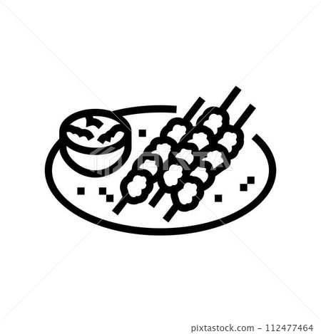 satay skewers thai cuisine line icon vector illustration satay skewers thai cuisine line icon vector illustration 112477464