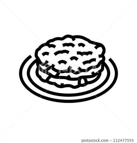 kimchi pancakes korean cuisine line icon vector illustration 112477555