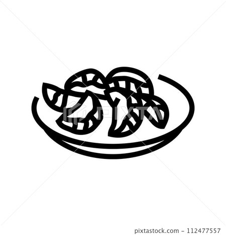 mandu dumplings korean cuisine line icon vector illustration 112477557