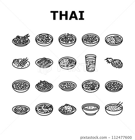 thai cuisine food asia icons set vector thai cuisine food asia icons set vector 112477600