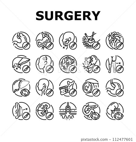 surgery operate room invasive icons set vector surgery operate room invasive icons set vector 112477601