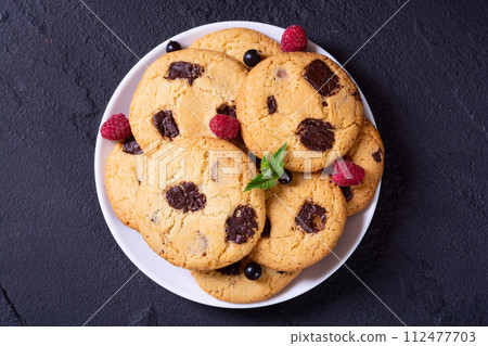 Group of homemade american chocolate cookies Group of homemade american chocolate cookies 112477703