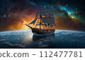 In the photograph, a mesmerizing celestial schooner  112477781