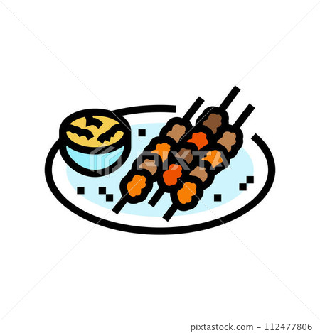 satay skewers thai cuisine color icon vector illustration satay skewers thai cuisine color icon vector illustration 112477806