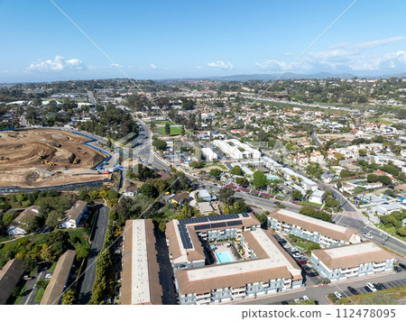 Aerial view of Solana Beach Town, San Diego, California USA 112478095