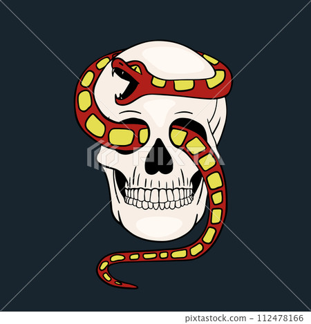 Skull design. Bright Magic Psychedelic Mushrooms and skulls. Tattoo template of skull 112478166