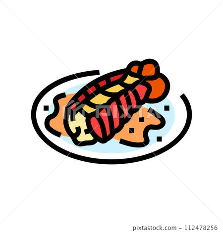 lobster dish sea cuisine color icon vector illustration 112478256
