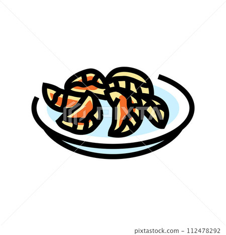 mandu dumplings korean cuisine color icon vector illustration 112478292