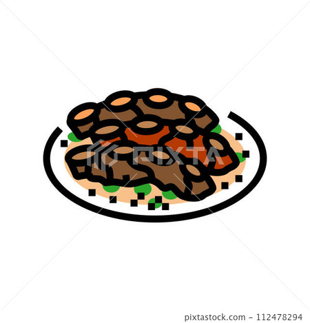 galbi ribs korean cuisine color icon vector illustration 112478294