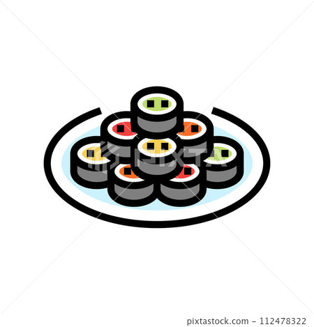 kimbap rolls korean cuisine color icon vector illustration 112478322