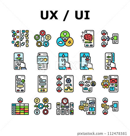 ui ux digital develop code app icons set vector 112478381