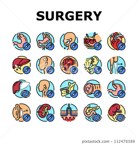 surgery operate room invasive icons set vector 112478389
