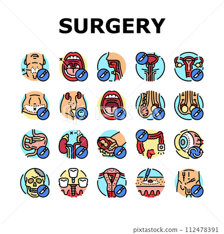 surgery health medical skin icons set vector 112478391
