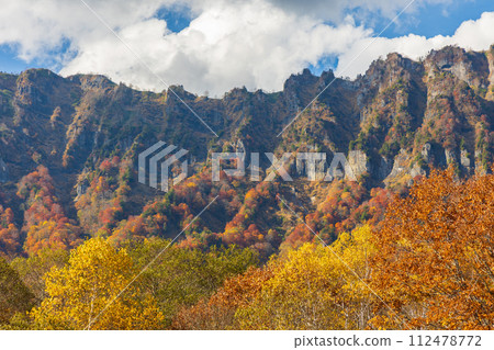 Nagano in autumn, Togakushi at the peak of autumn leaves, Togakushi mountain range Nagano in autumn, Togakushi at the peak of autumn leaves, Togakushi mountain range 112478772