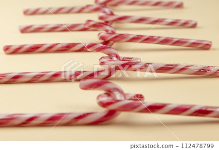 Close up of Christmas lollipops. Close up of Christmas lollipops. 112478799